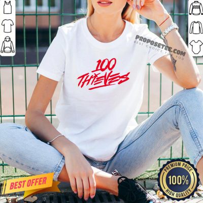 Happy Los Angeles 100 Thieves 2020 Logo V-neck-Design By Proposetees.com