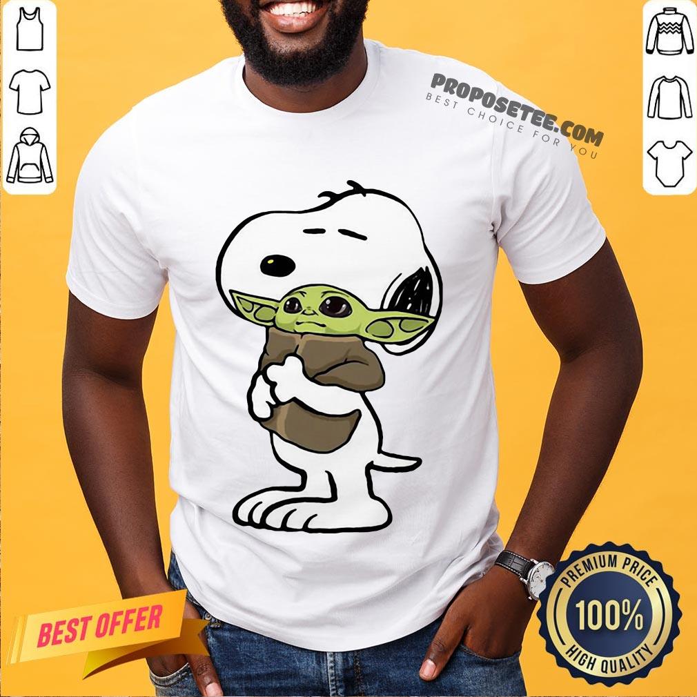 Original Snoopy Hugging Baby Yoda Star Wars Shirt-Design By Proposetees.com