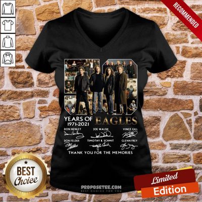 Premium Eagles 50 Years Of 1971-2021 Signatures Thank You For The Memories V-neck-Design By Proposetees.com