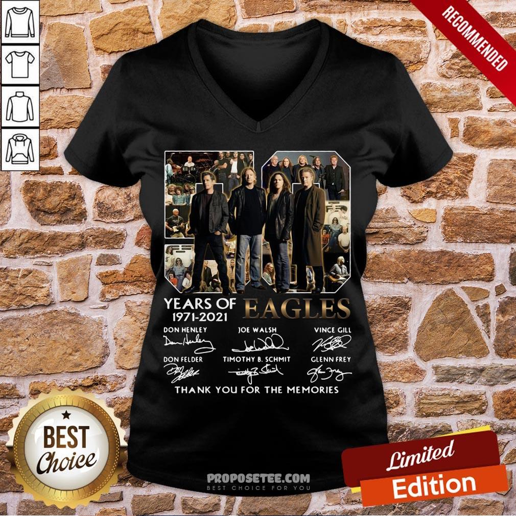 Premium Eagles 50 Years Of 1971-2021 Signatures Thank You For The Memories V-neck-Design By Proposetees.com Premium Eagles 50 Years Of 1971-2021 Signatures Thank You For The Memories V-neck-Design By Proposetees.com
