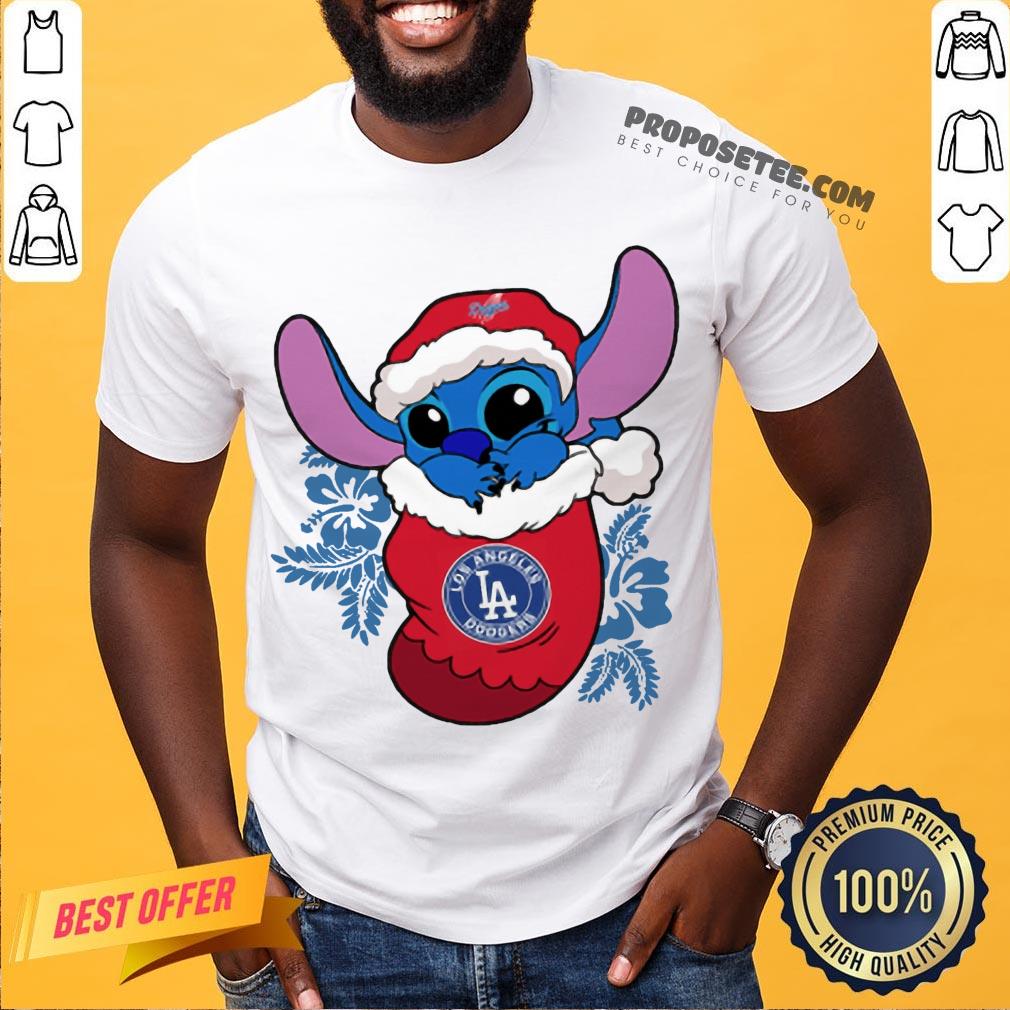Pretty Los Angeles Dodgers Christmas Stitch In The Sock Funny Disney Mlb Shirt-Design By Proposetees.com