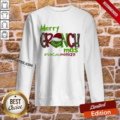 Pretty Merry Grinchmas #Social Worker Christmas Sweatshirt- Design By Proposetees.com