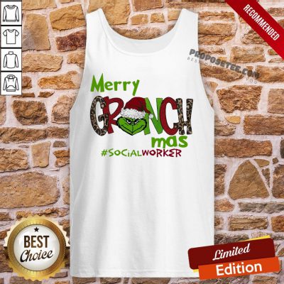 Pretty Merry Grinchmas #Social Worker Christmas Tank-Top- Design By Proposetees.com