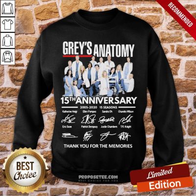 Top Grey’s Anatomy 15Th Anniversary Thank You For The Memories Signatures Sweatshirt-Design By Proposetees.com