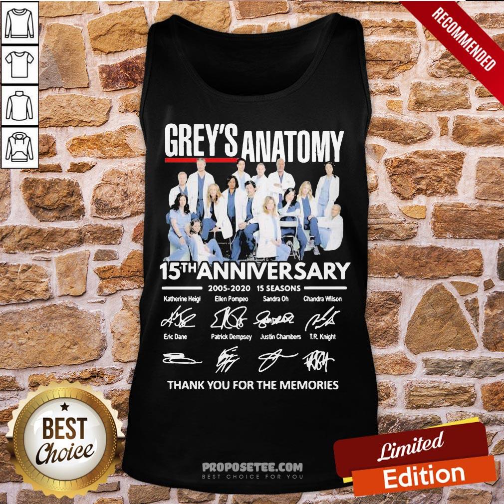 Top Grey’s Anatomy 15Th Anniversary Thank You For The Memories Signatures Tank Top-Design By Proposetees.com Top Grey’s Anatomy 15Th Anniversary Thank You For The Memories Signatures Tank Top-Design By Proposetees.com