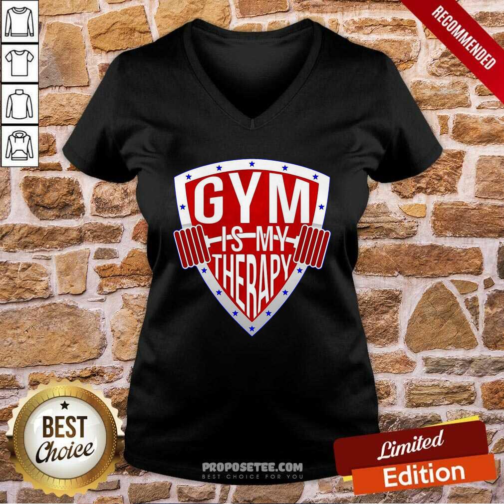 Gym Is My Therapy V-neck-Design By Proposetees.com Gym Is My Therapy V-neck-Design By Proposetees.com