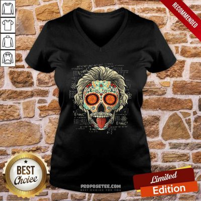 Albert Einstein Skull V-neck-Design By Proposetees.com