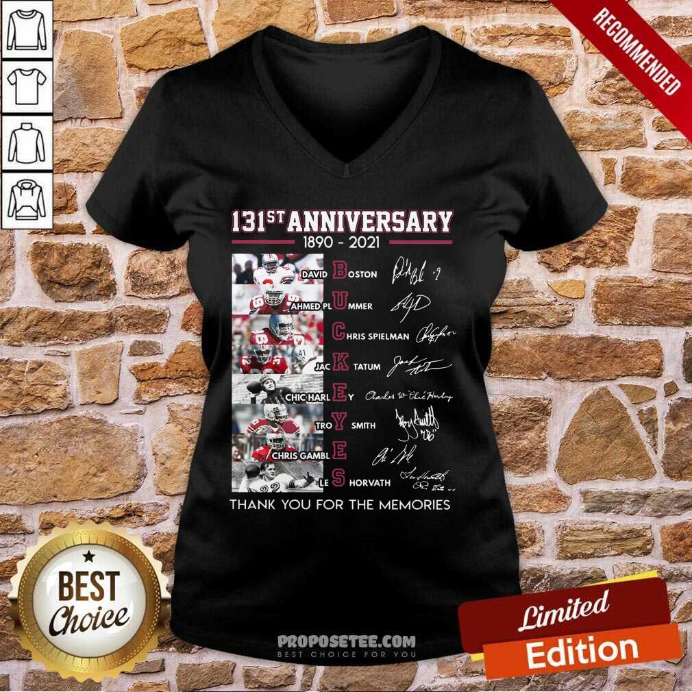 Ohio State Buckeyes Football 131st Anniversary 1890 2021 Thank You For The Memories Signatures V-neck- Design By Proposetees.com Ohio State Buckeyes Football 131st Anniversary 1890 2021 Thank You For The Memories Signatures V-neck- Design By Proposetees.com