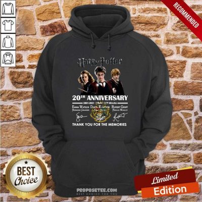 Harry Potter 20th Anniversary 2001 2021 7 Parts 1179 Minutes Thank You For The Memories Signatures Hoodie- Design By Proposetees.com