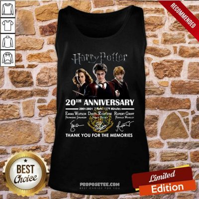 Harry Potter 20th Anniversary 2001 2021 7 Parts 1179 Minutes Thank You For The Memories Signatures Tank-Top- Design By Proposetees.com