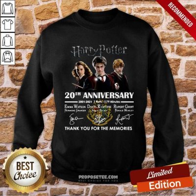 Harry Potter 20th Anniversary 2001 2021 7 Parts 1179 Minutes Thank You For The Memories Signatures Sweatshirt- Design By Proposetees.com