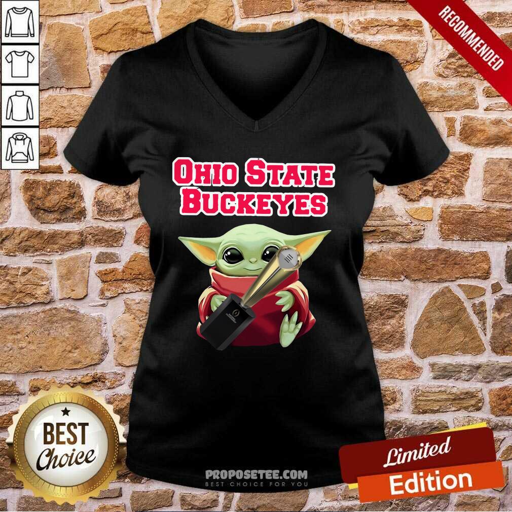Baby Yoda Ohio State Buckeyes V-neck Baby Yoda Ohio State Buckeyes V-neck