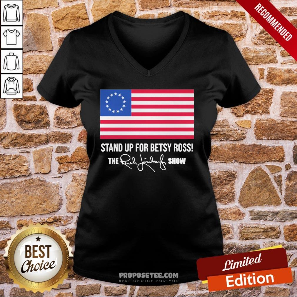 American Flag Stand Up For Betsy Ross The Rush Limbaugh Show Signature V-neck American Flag Stand Up For Betsy Ross The Rush Limbaugh Show Signature V-neck