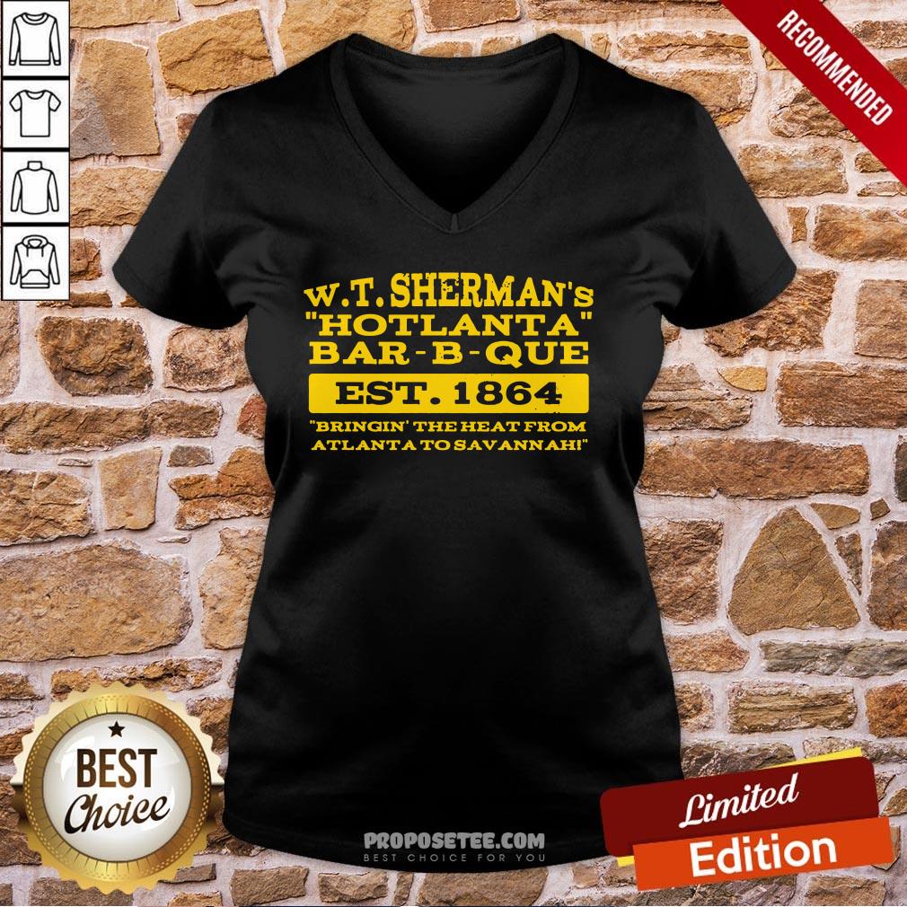 W T Sherman’s Hotlanta Bar-B-Que Est 1864 Vintage V-neck W T Sherman’s Hotlanta Bar-B-Que Est 1864 Vintage V-neck