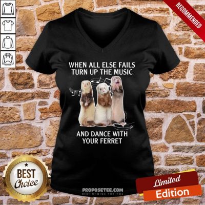 When All Else Fails Turn Up The Music And Dance With Your Ferret V-neck