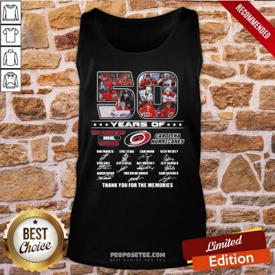 50 Years Of Carolina Hurricanes The Greatest NHL Teams Thank You For The Memories Signatures Tank-Top