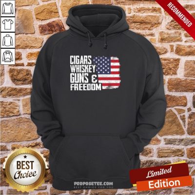 Cigars Whiskey Guns And Freedom American Flag Hoodie