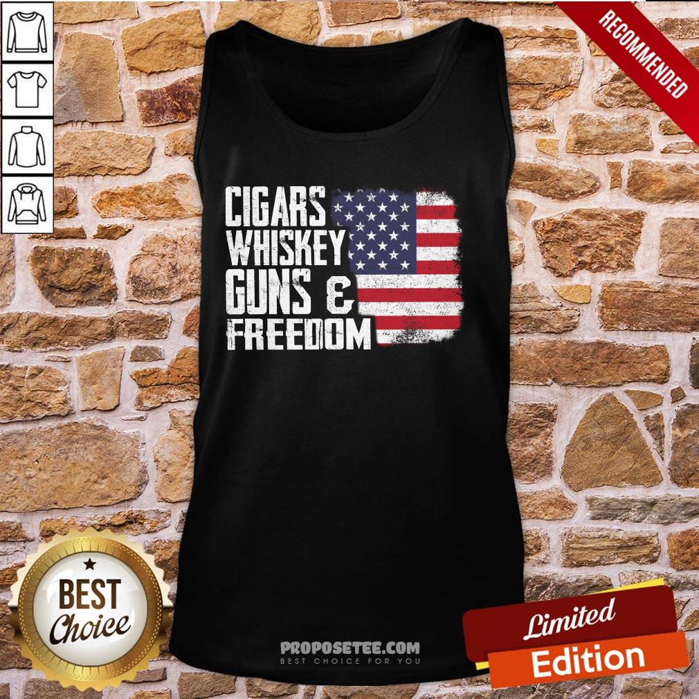 Cigars Whiskey Guns And Freedom American Flag Tank-Top Cigars Whiskey Guns And Freedom American Flag Tank-Top