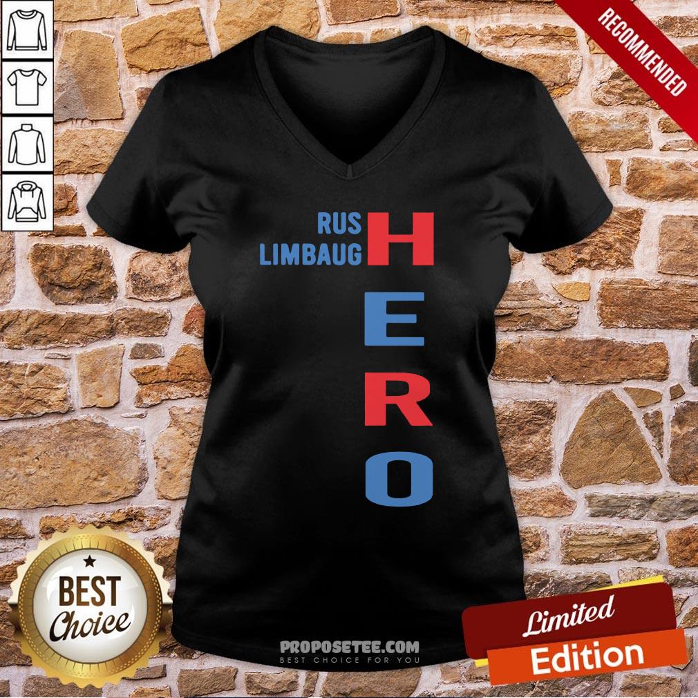 Rip Rush Limbaugh Hero 2021 V-neck Rip Rush Limbaugh Hero 2021 V-neck
