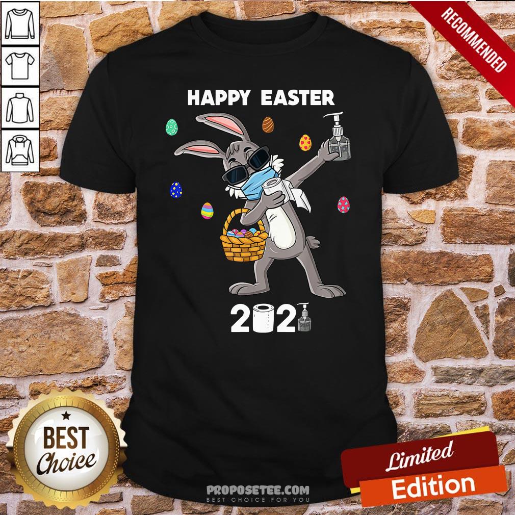 Dabbing Rabbit Face Mask Happy Easter 2021 Shirt