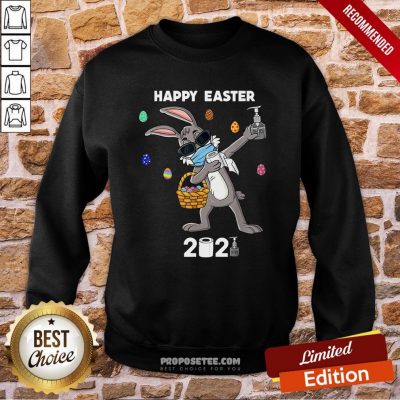 Dabbing Rabbit Face Mask Happy Easter 2021 Sweatshirt